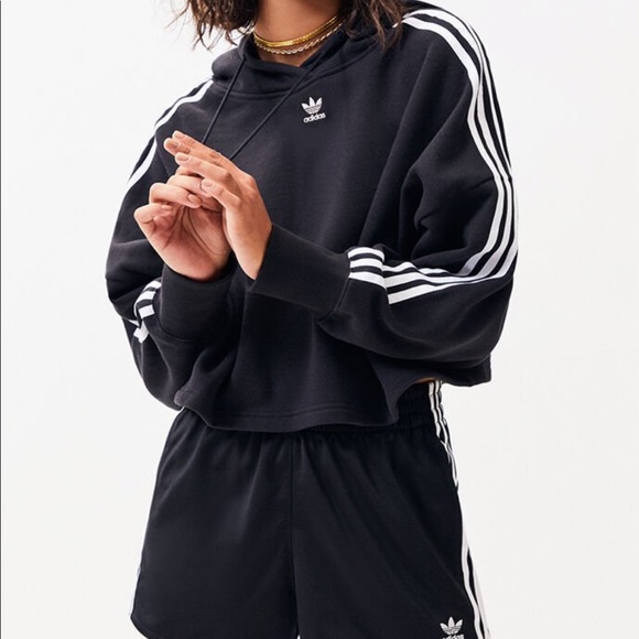 adidas Tops - adidas Adicolor Black Cropped Hoodie